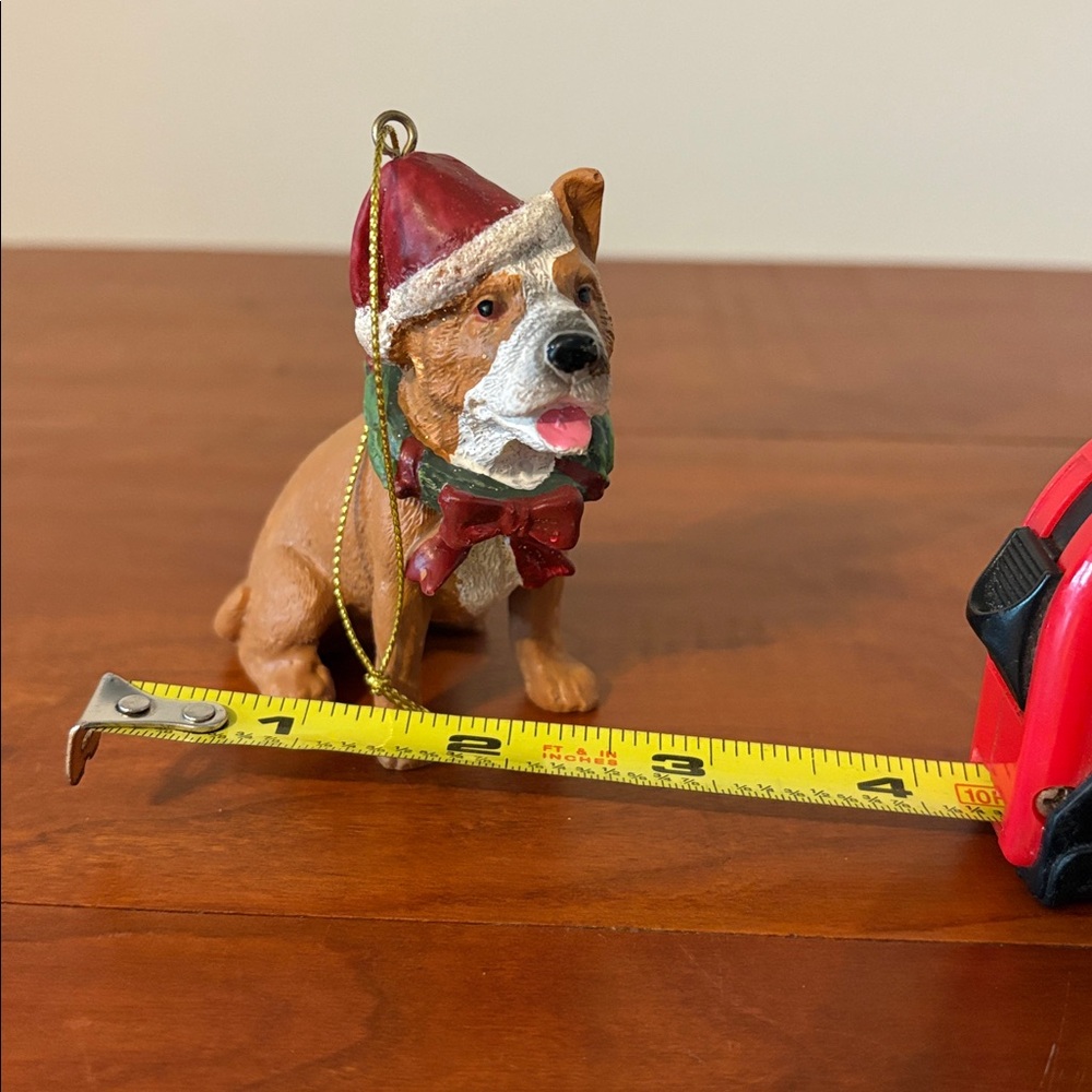 Dog Christmas Ornament Bulldog Terrier Figurine Santa Hat Resin Holiday Decor - Picture 6 of 6